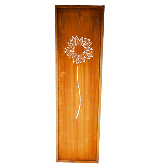 Sichtschutzwand Tafel Metall 1-teilig Motiv Sonnenblume Edelrost 