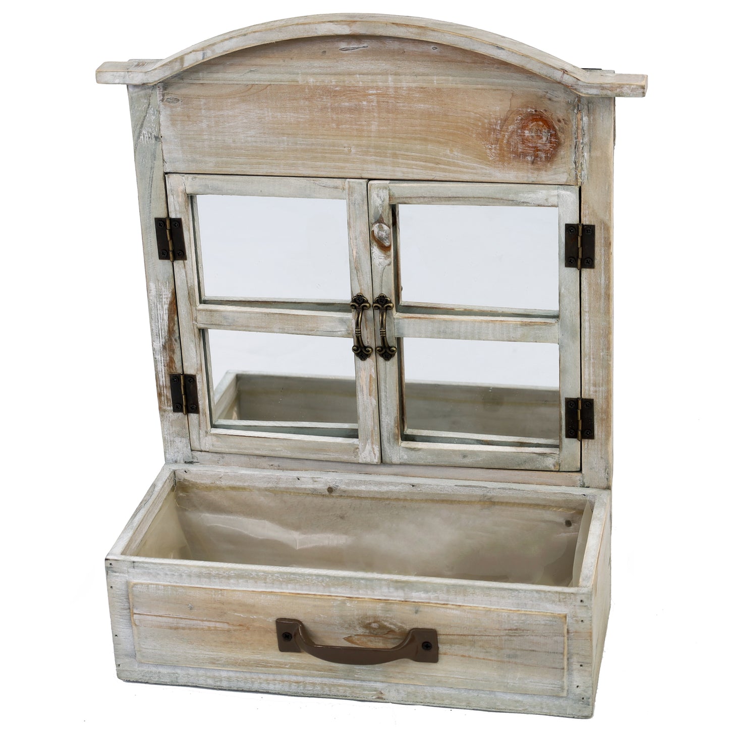 Deko Fenster mit Spiegel und Pflanzkasten 40 cm - In-, und Outdoor