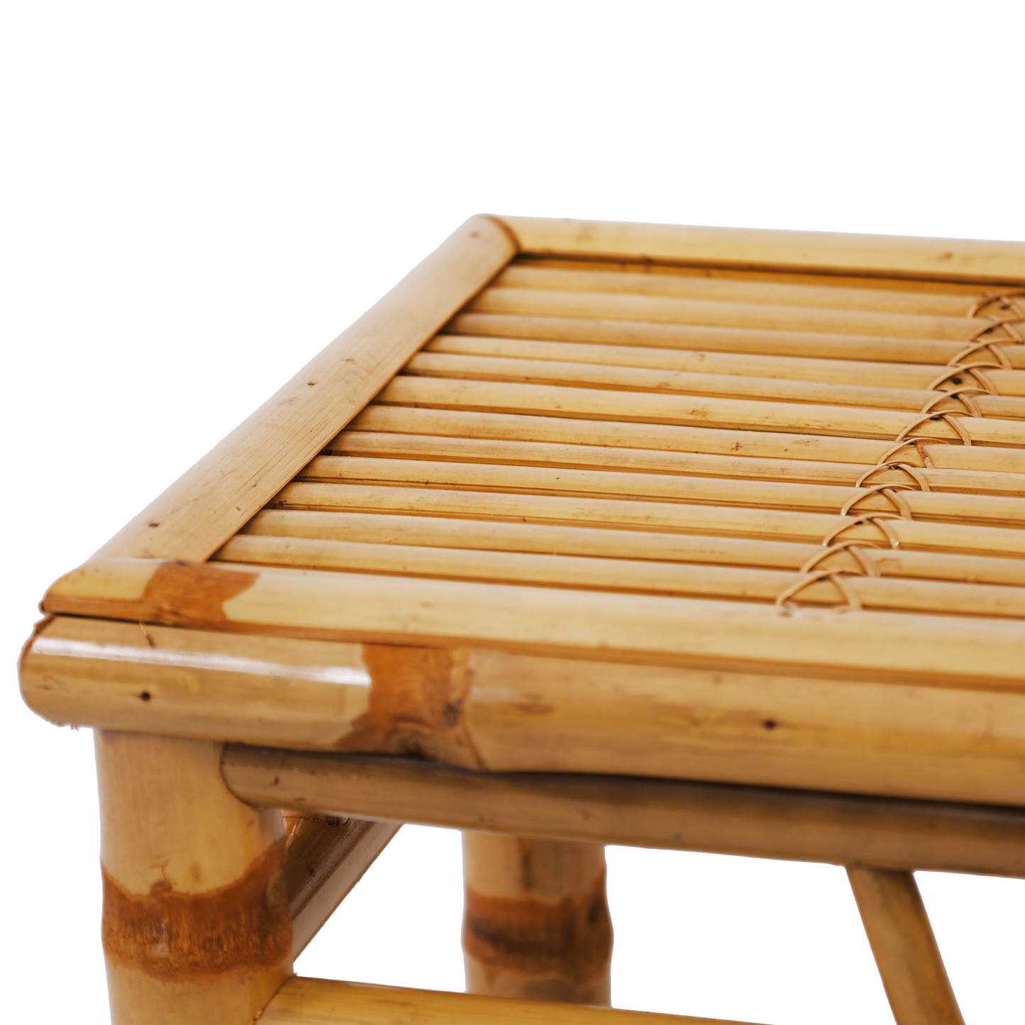 Bambus Podest | Tisch, Hocker rechteckig 3er - Set