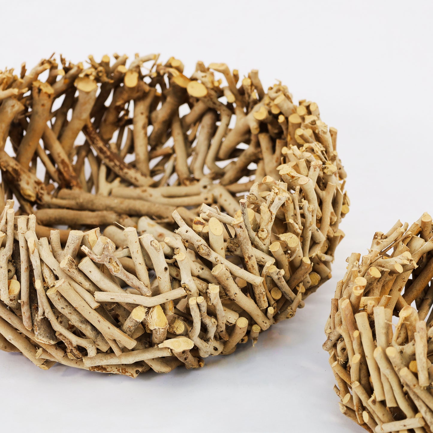 Holzkorb | Schale aus Teebaumstrauchästen 2 tlg. - Handarbeit - 43 cm | 30 cm