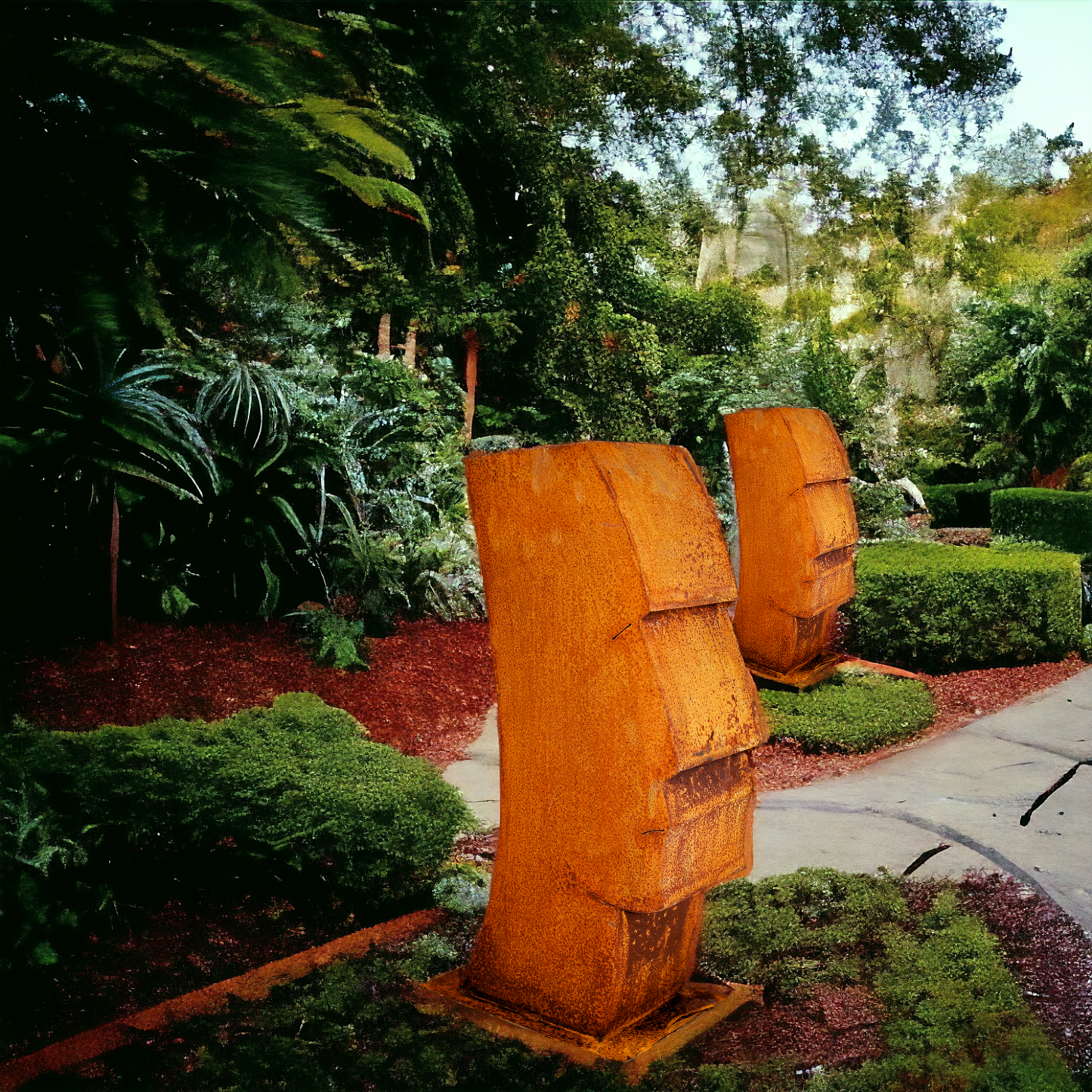 Dekoobjekt | Gartenskulptur | Dekokopf | Aufstelldeko "Rapanui" Metall, Edelrost - 60 cm