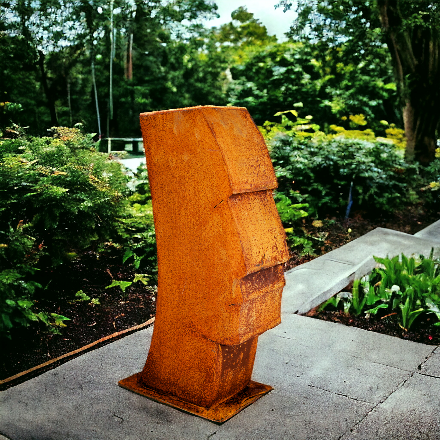 Dekoobjekt | Gartenskulptur | Dekokopf | Aufstelldeko "Rapanui" Metall, Edelrost - 60 cm