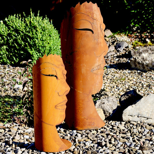 Dekoobjekt | Metallskulptur | Dekokopf "Women" Edelrostoptik - 90 cm