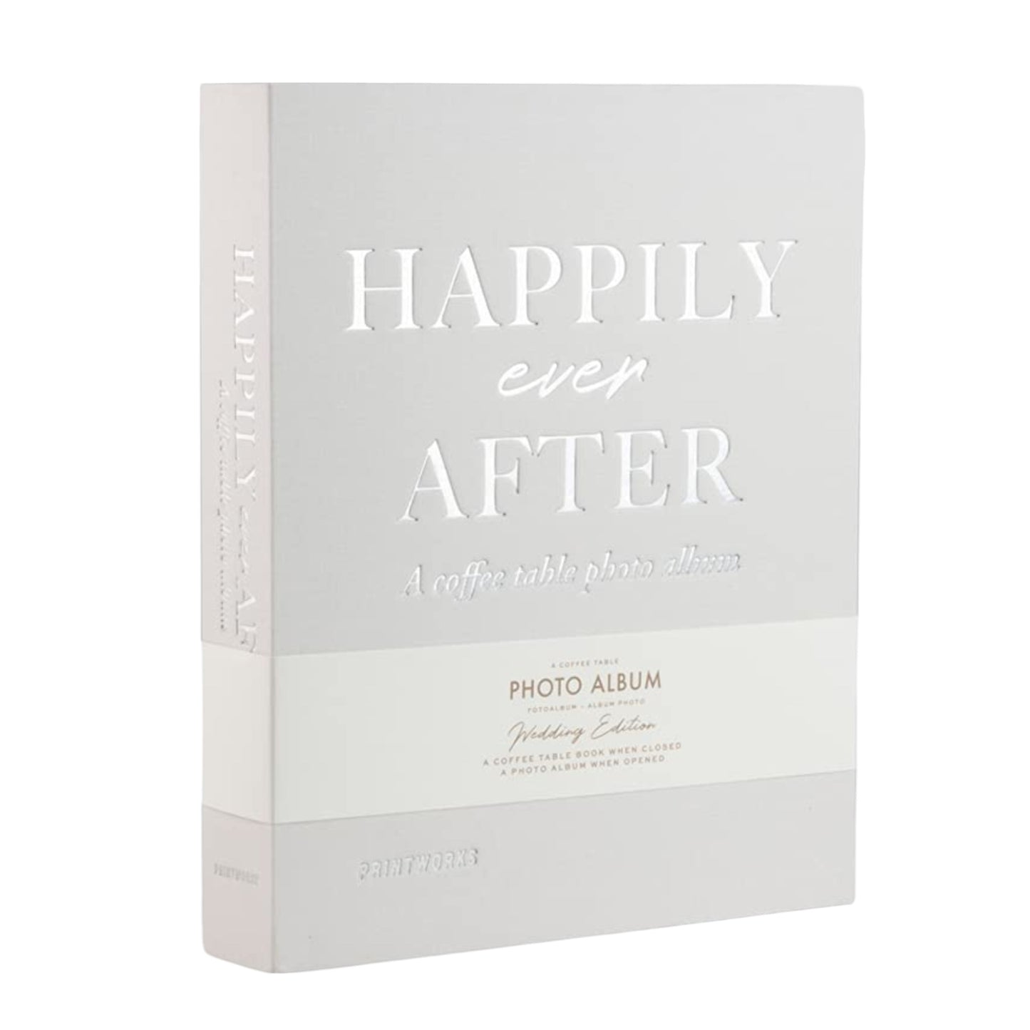 Fotoalbum - Fotobuch-Box "Happily Ever After" silber weiß, Ringbuch - 30 Seiten 26 x 31,5 cm