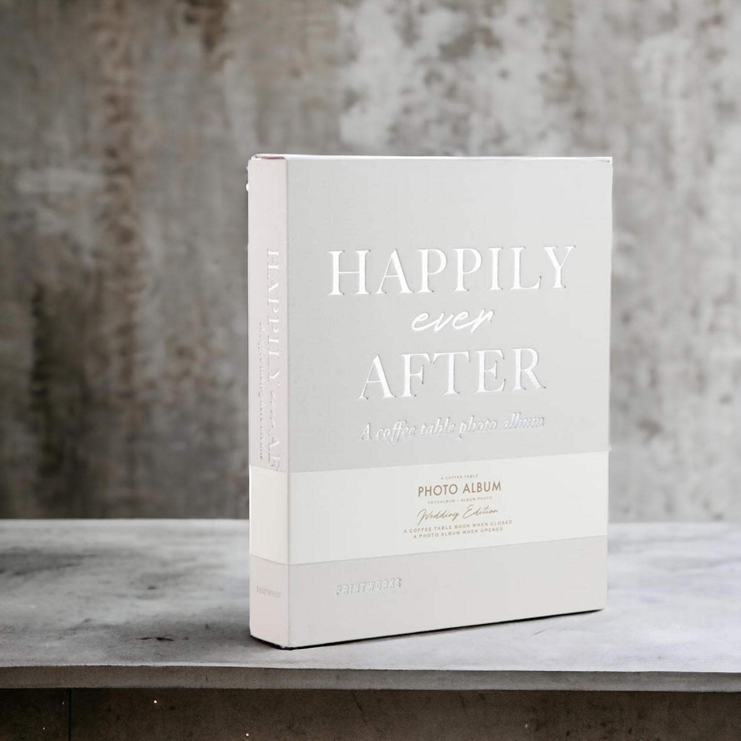 Fotoalbum - Fotobuch-Box "Happily Ever After" silber weiß, Ringbuch - 30 Seiten 26 x 31,5 cm