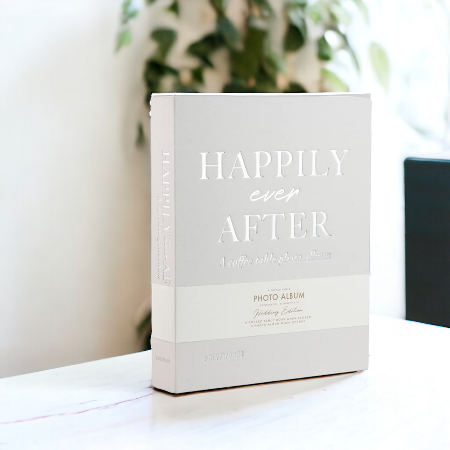 Fotoalbum - Fotobuch-Box "Happily Ever After" silber weiß, Ringbuch - 30 Seiten 26 x 31,5 cm