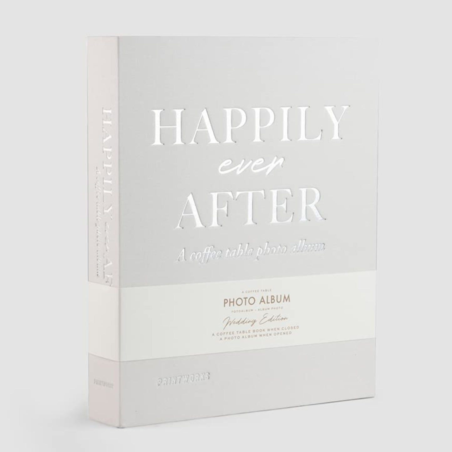 Fotoalbum - Fotobuch-Box "Happily Ever After" silber weiß, Ringbuch - 30 Seiten 26 x 31,5 cm