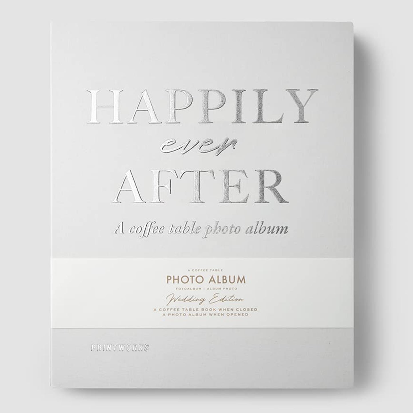 Fotoalbum - Fotobuch-Box "Happily Ever After" silber weiß, Ringbuch - 30 Seiten 26 x 31,5 cm