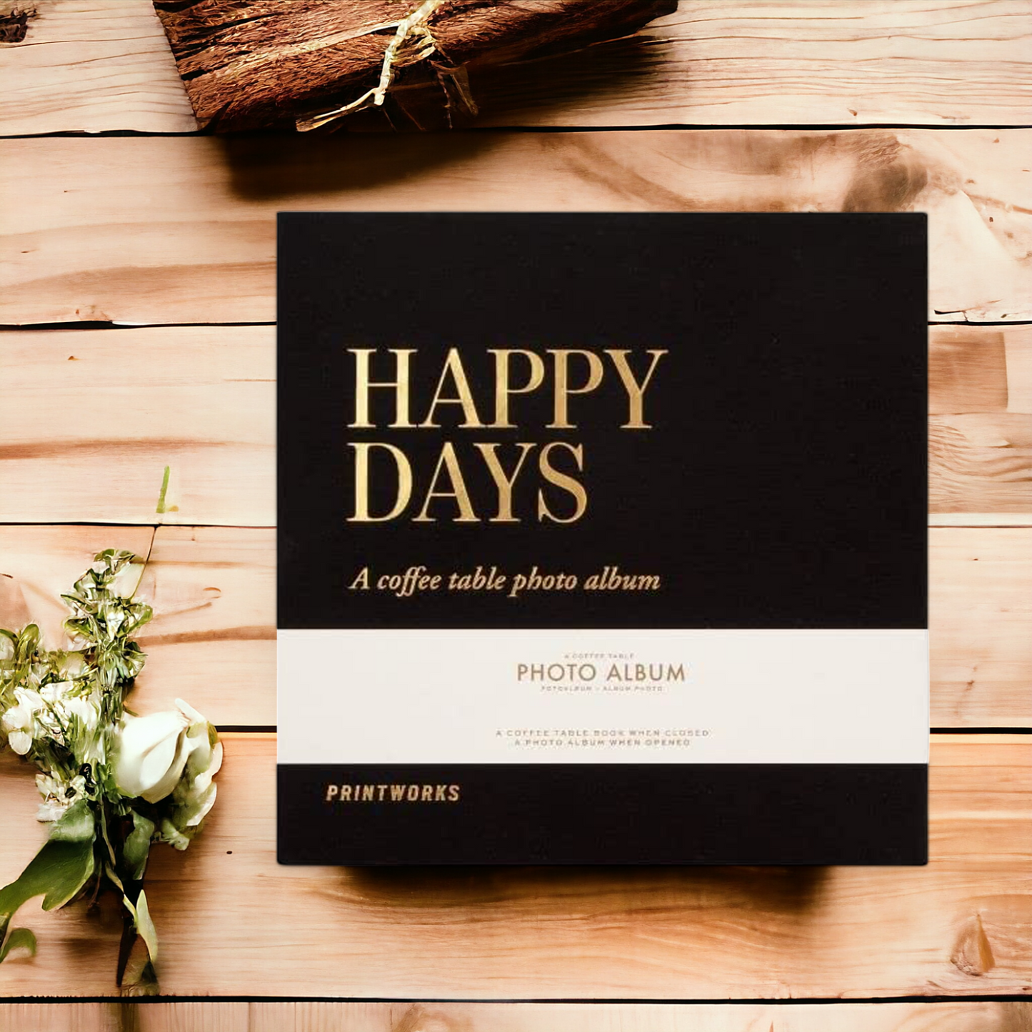 Fotoalbum | Fotobuch | Fotobox "Happy Day" 30 Seiten - schwarz/gold 24,5 x 24,5 cm