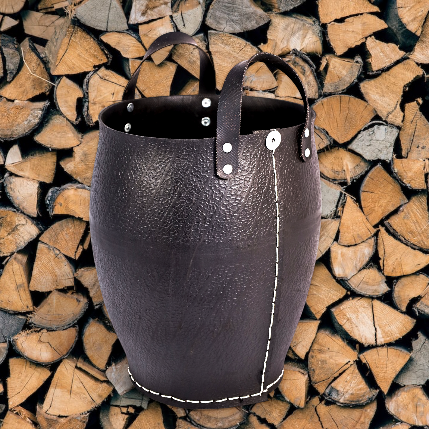 Korb Gummikorb aus recycelten Reifen für Brennholz, Übertopf - 42 cm - mittel