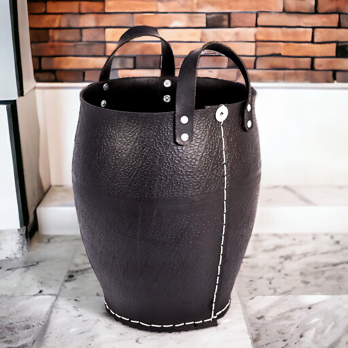 Korb Gummikorb aus recycelten Reifen für Brennholz, Übertopf - 42 cm - mittel