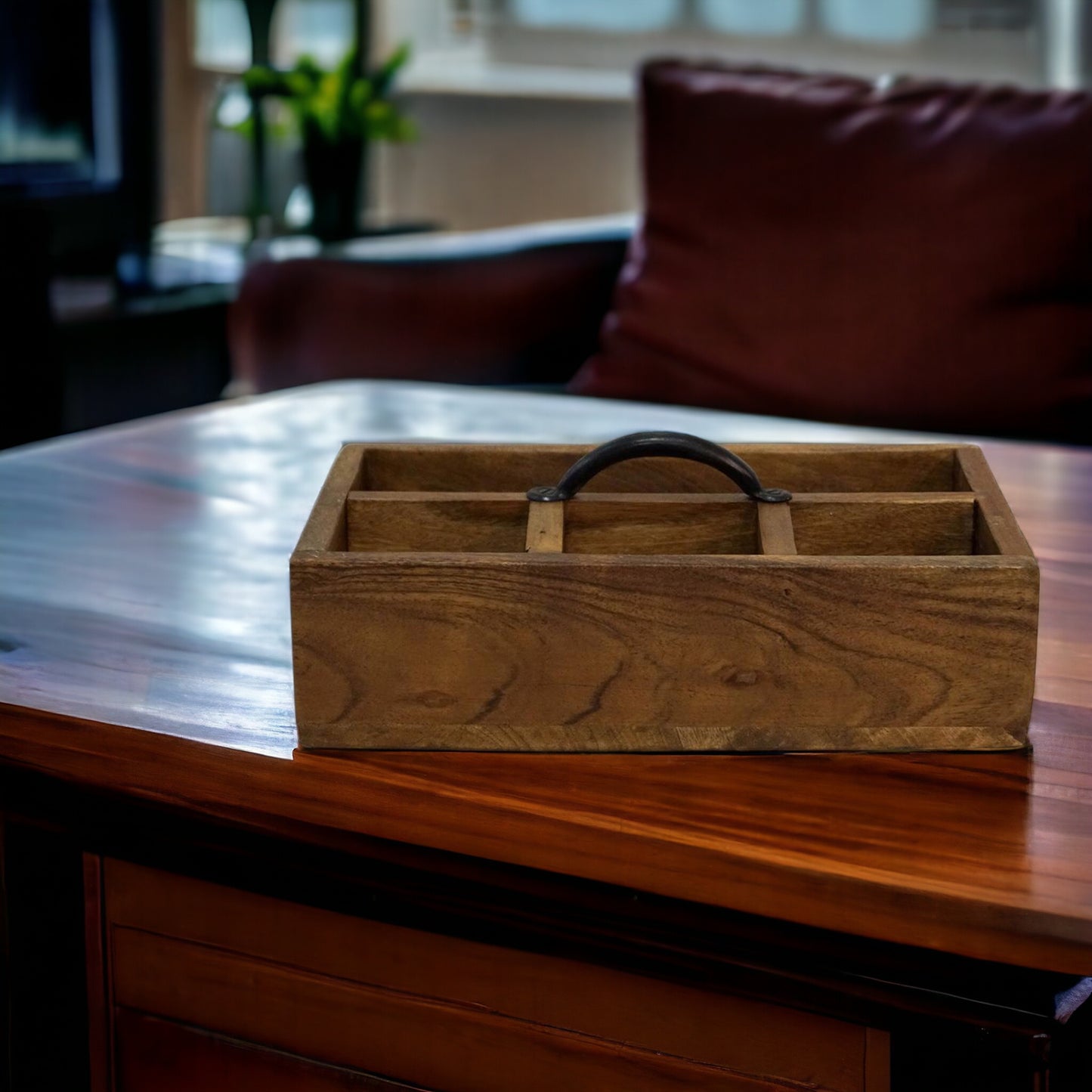Holzkasten "Kako" mit 4 Aufteilungen 30x20x8 cm - Vintage