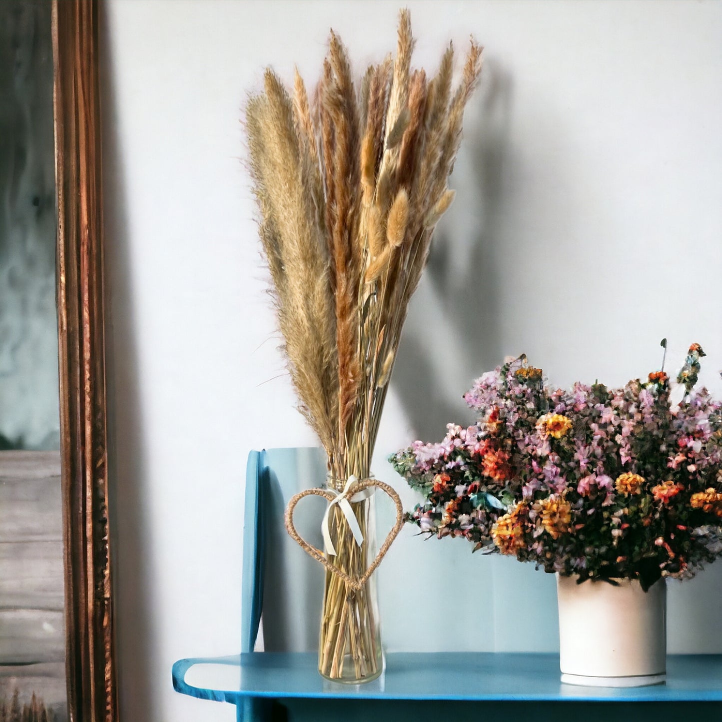 Trockenstrauß "Dried in bottle" mit Vase groß - 75 cm - Flaschenvase 25 cm