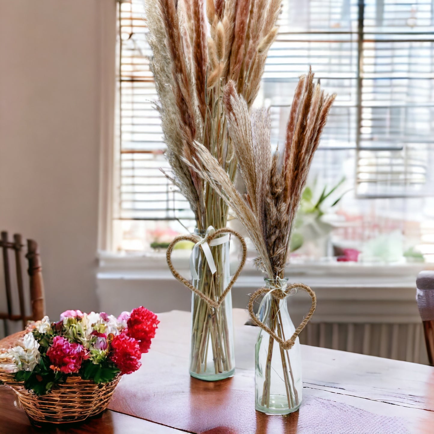 Trockenstrauß "Dried in bottle" mit Vase groß - 75 cm - Flaschenvase 25 cm