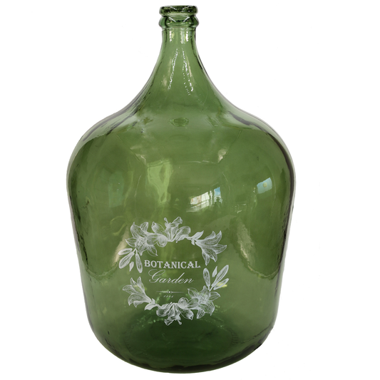 Vase - Bodenvase "Botanical" 4 l grün mit Aufdruck - 30 cm