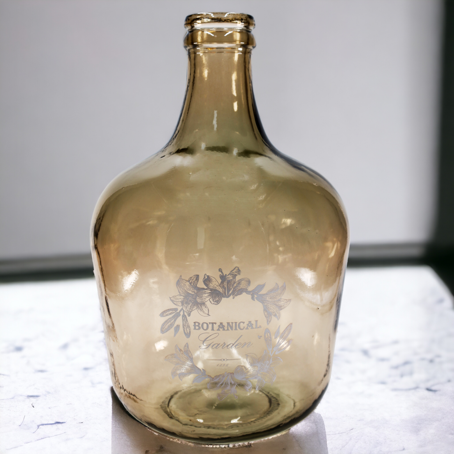 Vase - Flaschenkaraffe "Botanical" 12 l antik mit Aufdruck - 42 cm