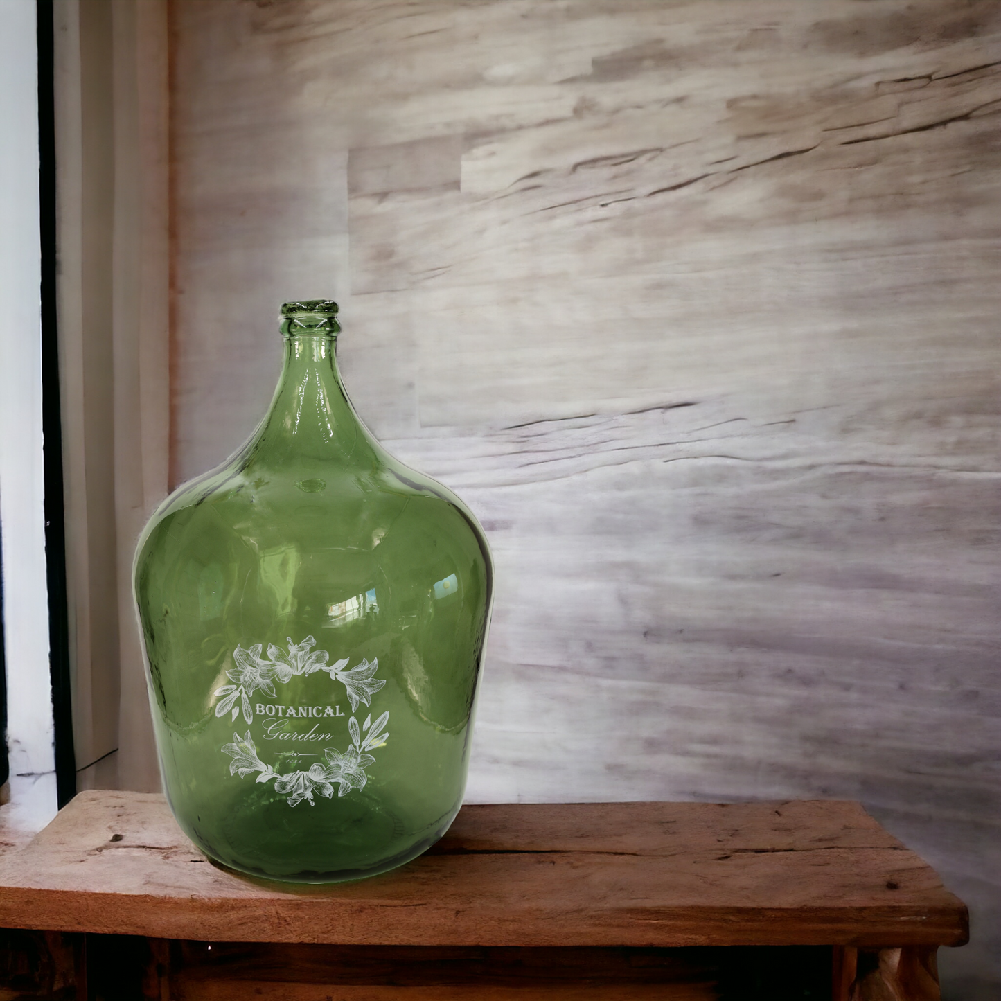 Vase - Bodenvase "Botanical" 4 l grün mit Aufdruck - 30 cm