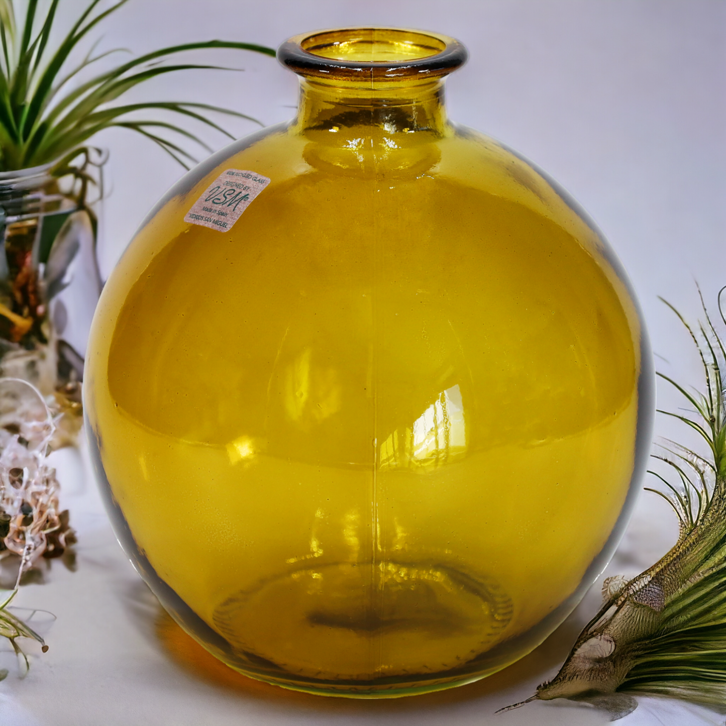Kugelvase | Blumenvase "Sira" Honey - schöne runde Form - 18 cm
