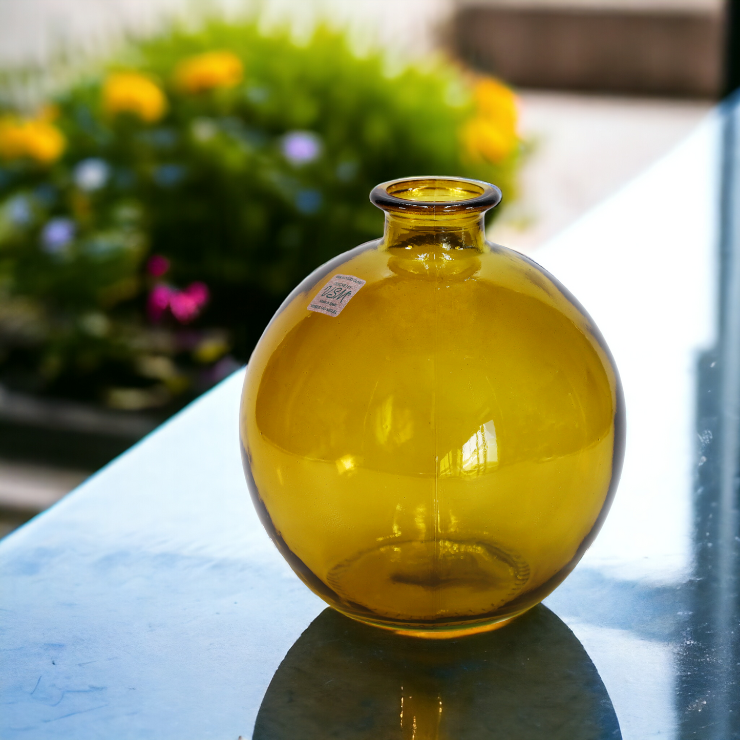 Kugelvase | Blumenvase "Sira" Honey - schöne runde Form - 18 cm