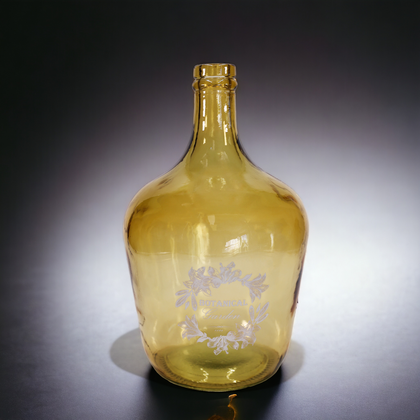 Bodenvase - Flaschenkaraffe "Botanical" hellbraun-rustikal mit Aufdruck - 30 cm