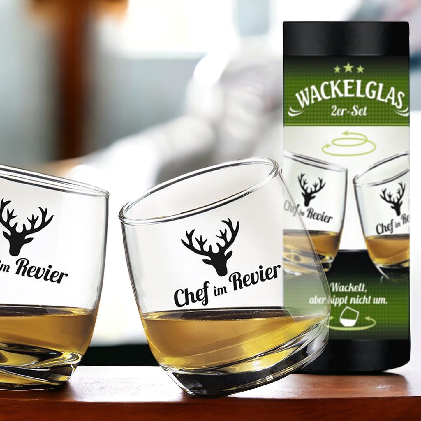 Whiskey Glas | Wackelglas "Chef" 2er-Set