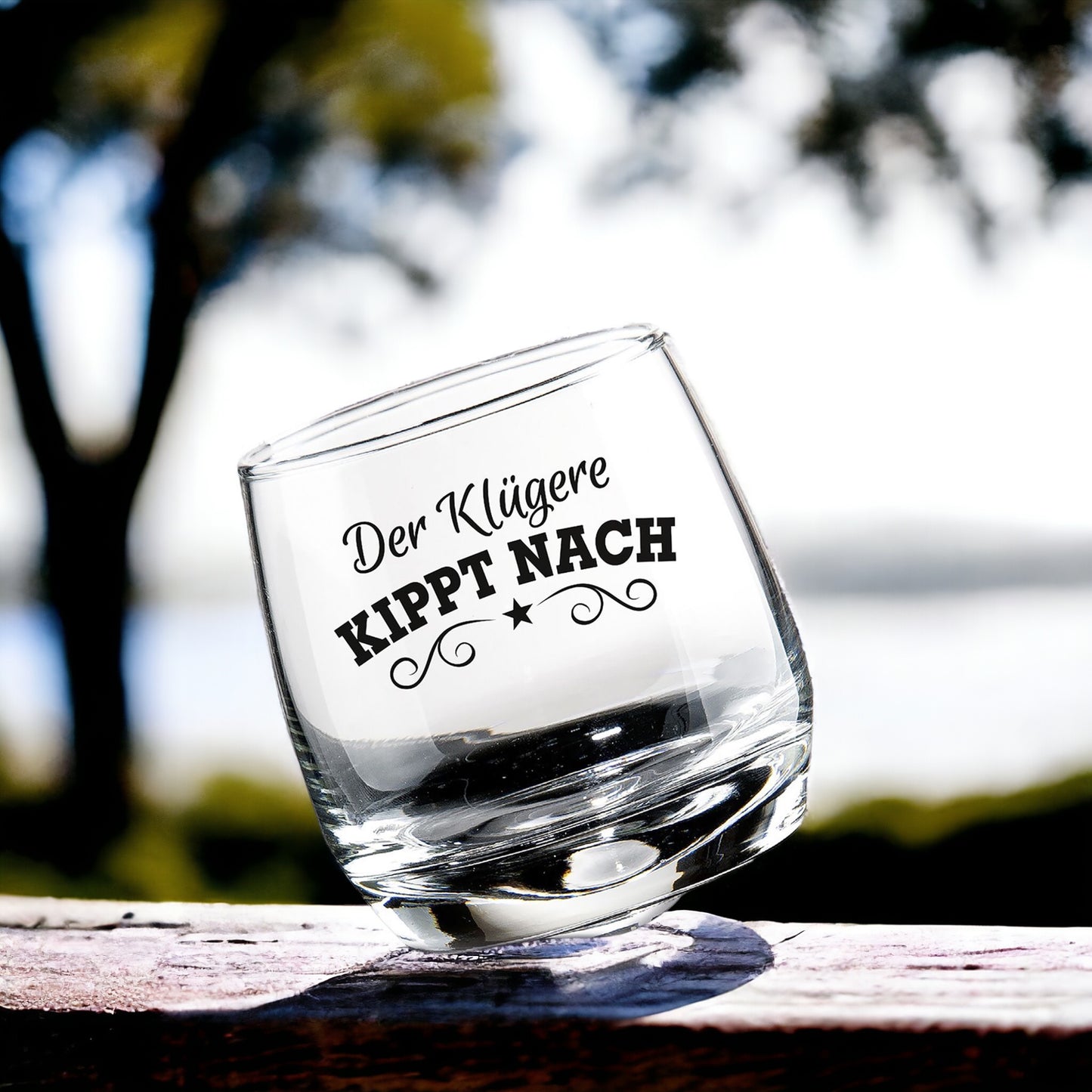 Whiskey | Glas Wackelglas "Kipp nach" 2er-Set 200 ml 8,5 x 7,5 cm