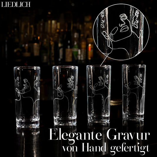 4er Set Liedlich Highball Gläser SimpleLine Gravur