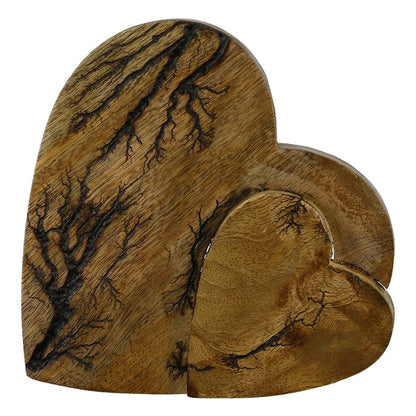 Holz Herz "Rustik" groß, 21 cm, Stelldekoration Doppelherz