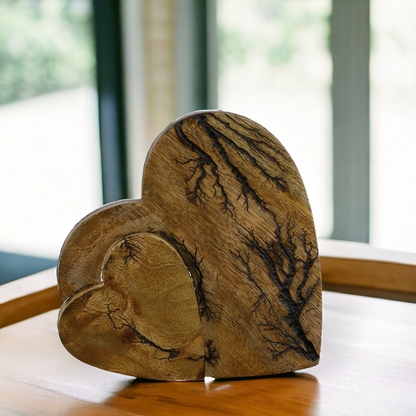 Holz Herz "Rustik" groß, 21 cm, Stelldekoration Doppelherz