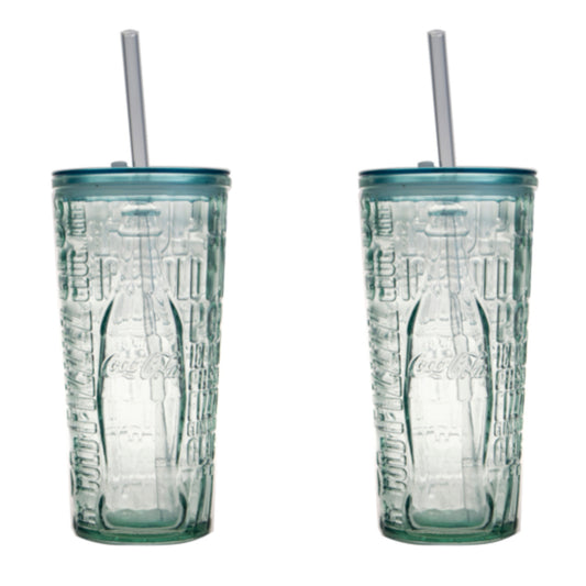 Coca Cola® Trinkglas №4 mit Strohhalm 500 ml 2er Set