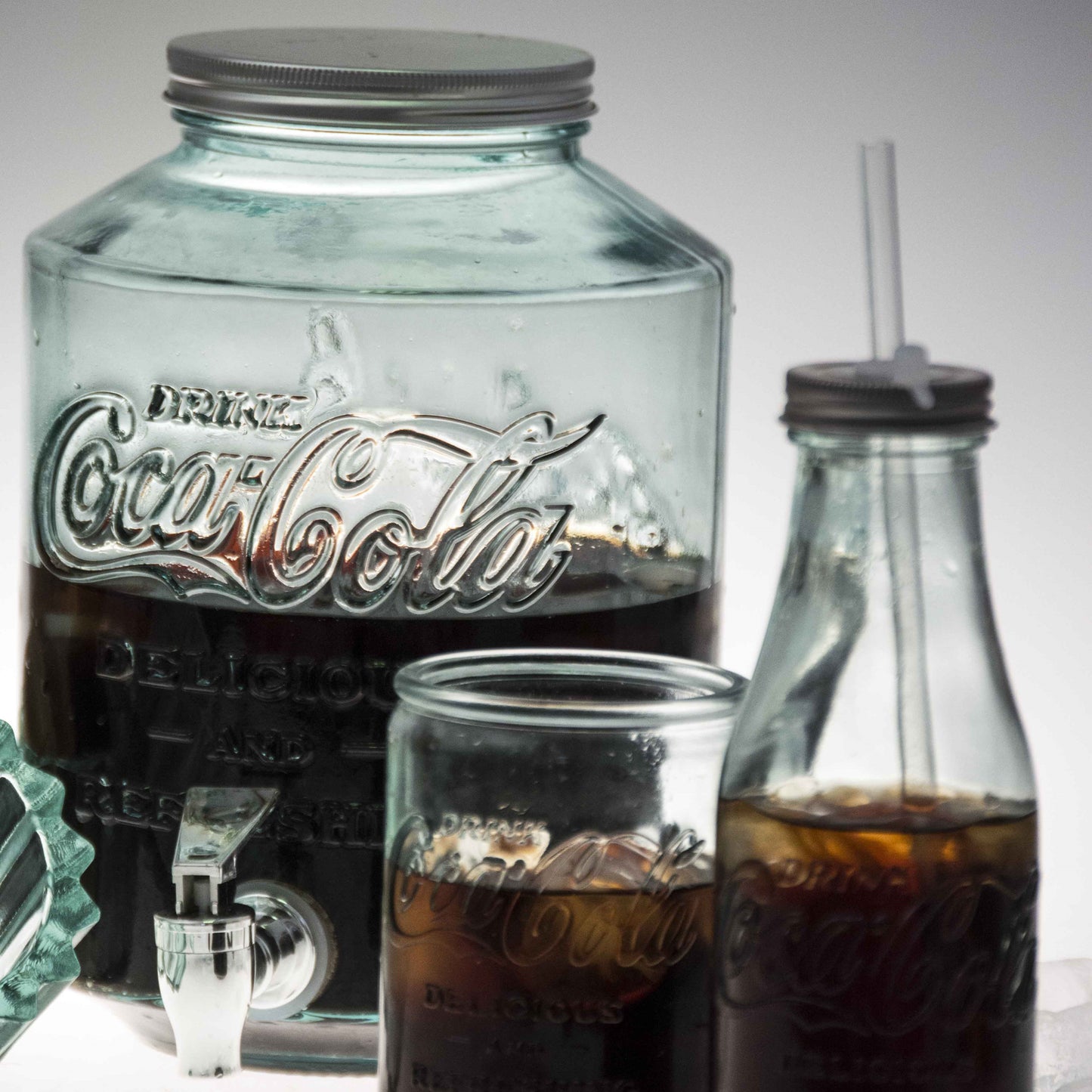 Coca Cola® Glasflasche "to go" - mit Strohhalm 550 ml Trinkflasche