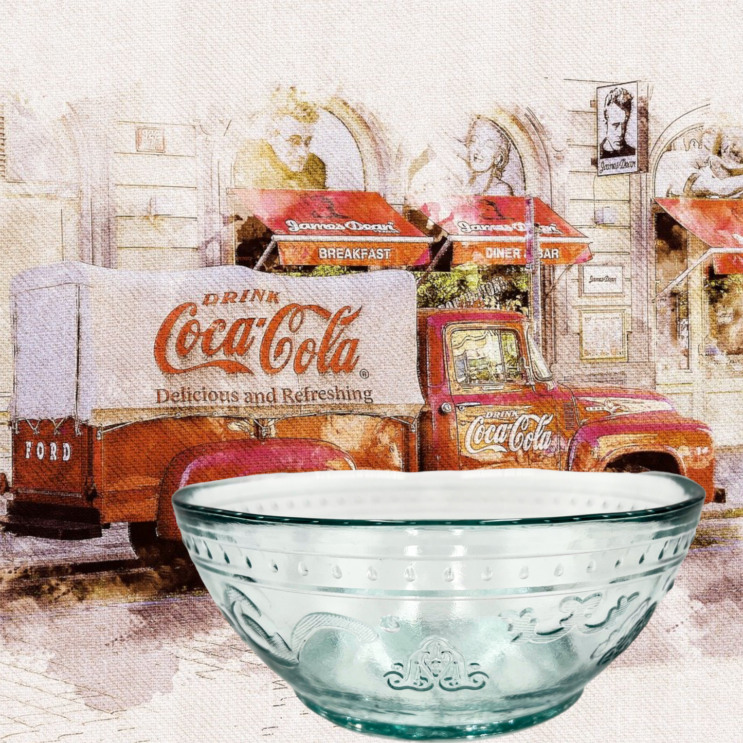 Coca Cola® Glasschalen 500 ml Ø 15,5 cm, Müsli, Dip, Salat, Schüssel 2er Set