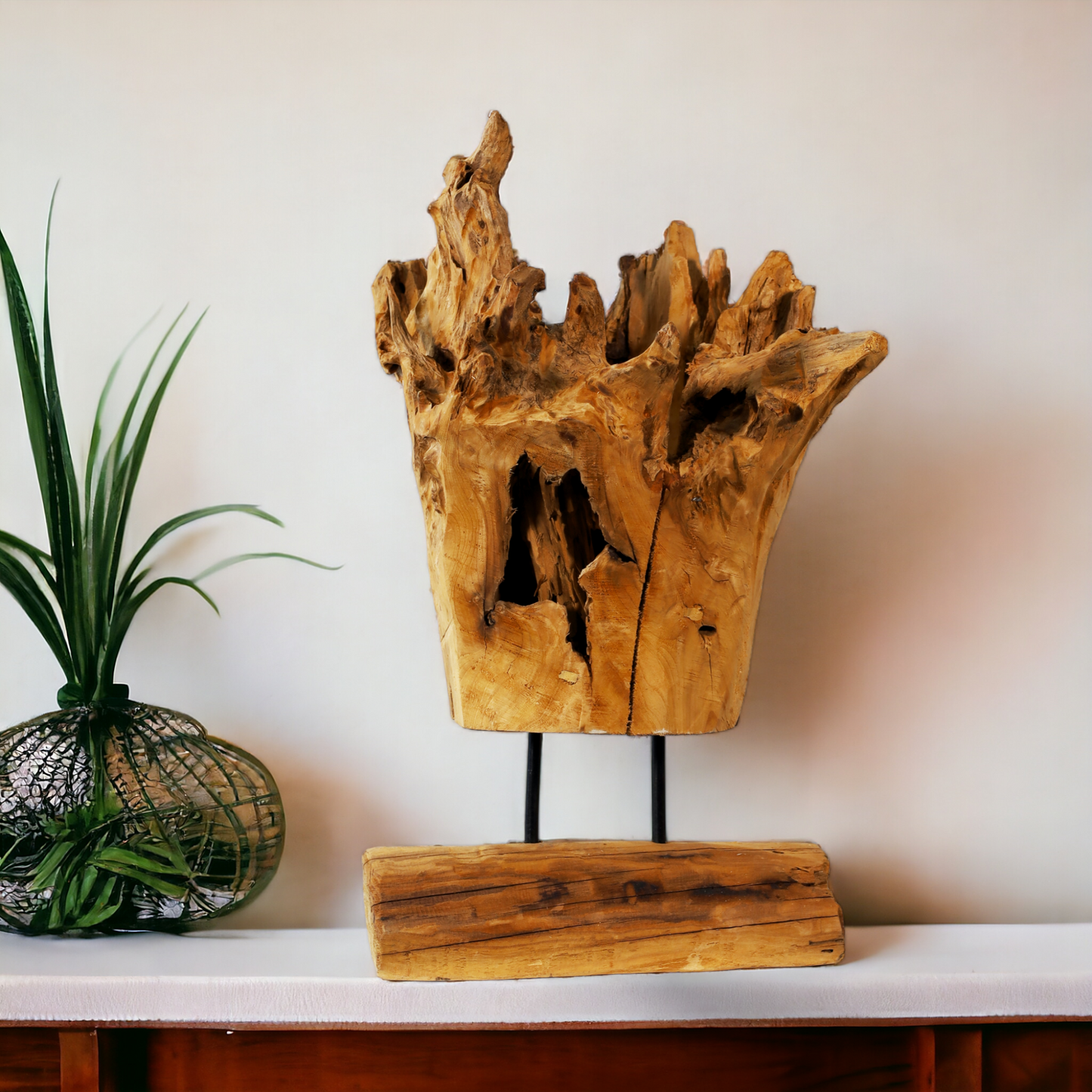 Holzskulptur "BigWood-Fire" (Wurzelholz) auf Ständer ca. 55 cm - Handarbeit - Unikat