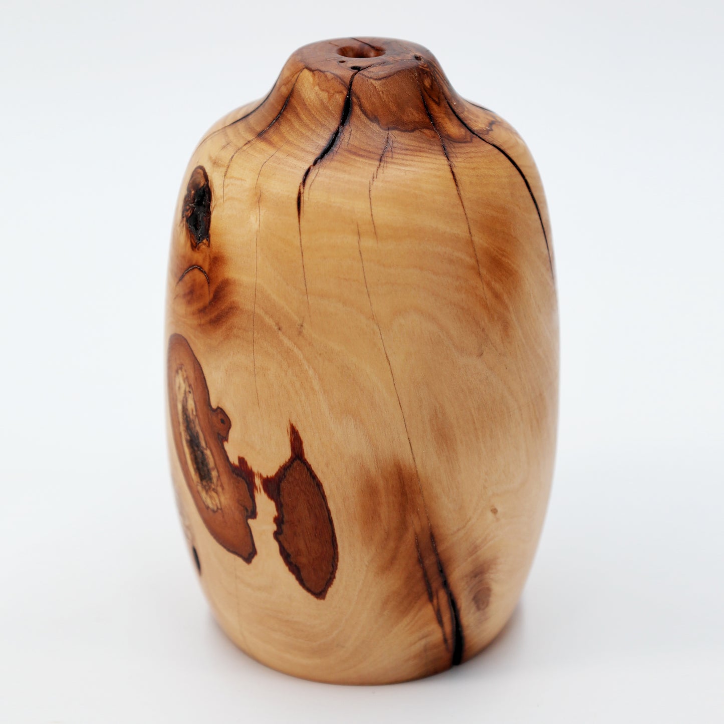 Designervase "Sfaira" aus Olivenholz aus Griechenland - Unikat - 12 x 14 cm