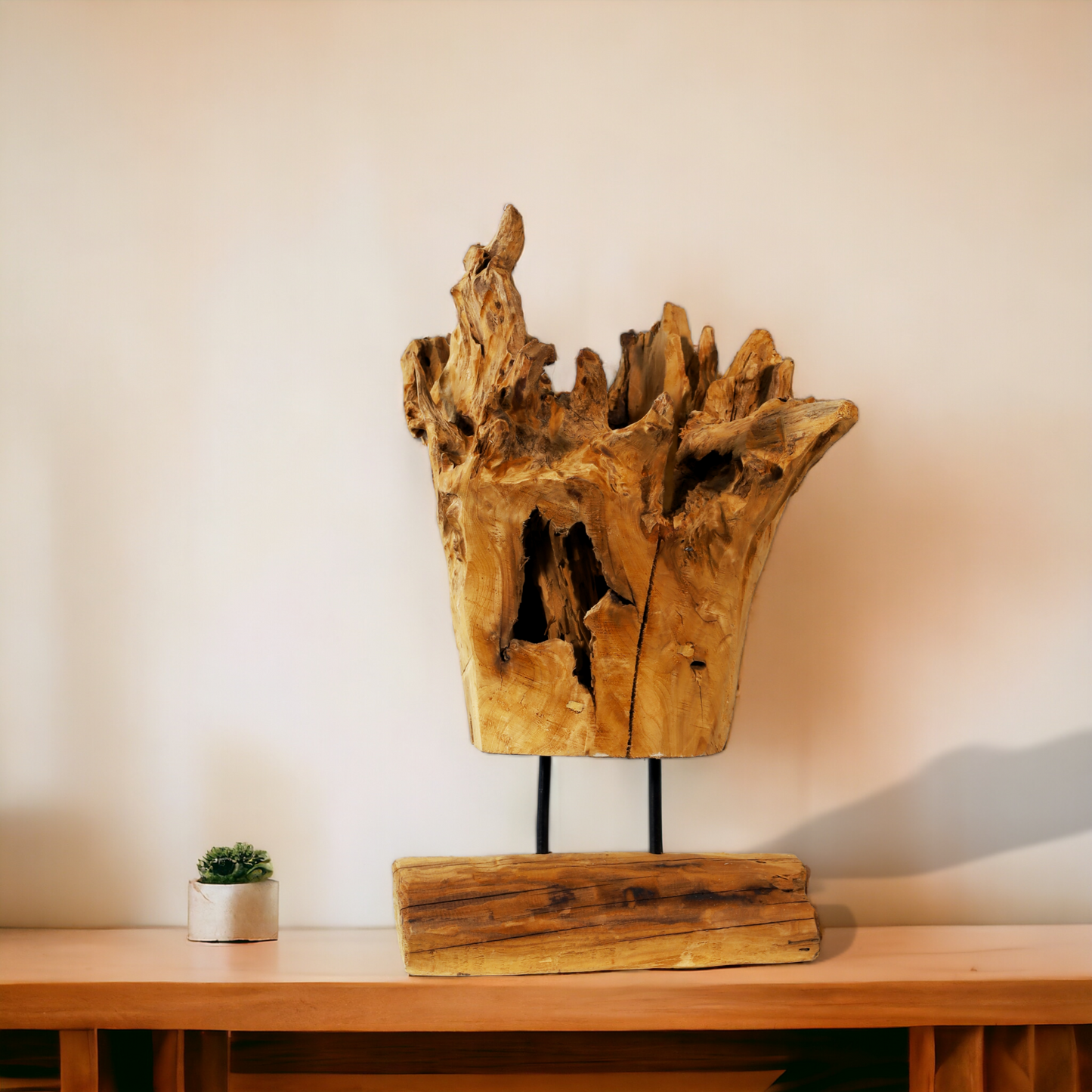 Holzskulptur "BigWood-Fire" (Wurzelholz) auf Ständer ca. 55 cm - Handarbeit - Unikat