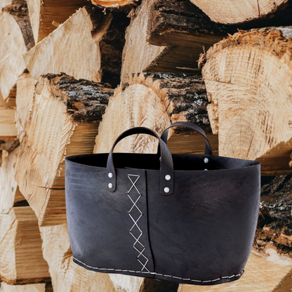 Tasche aus recycelten Reifen, Einkaufstasche, Holzkorb 50 cm