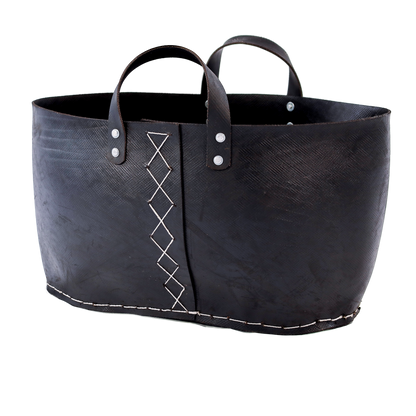 Tasche aus recycelten Reifen, Einkaufstasche, Holzkorb 50 cm