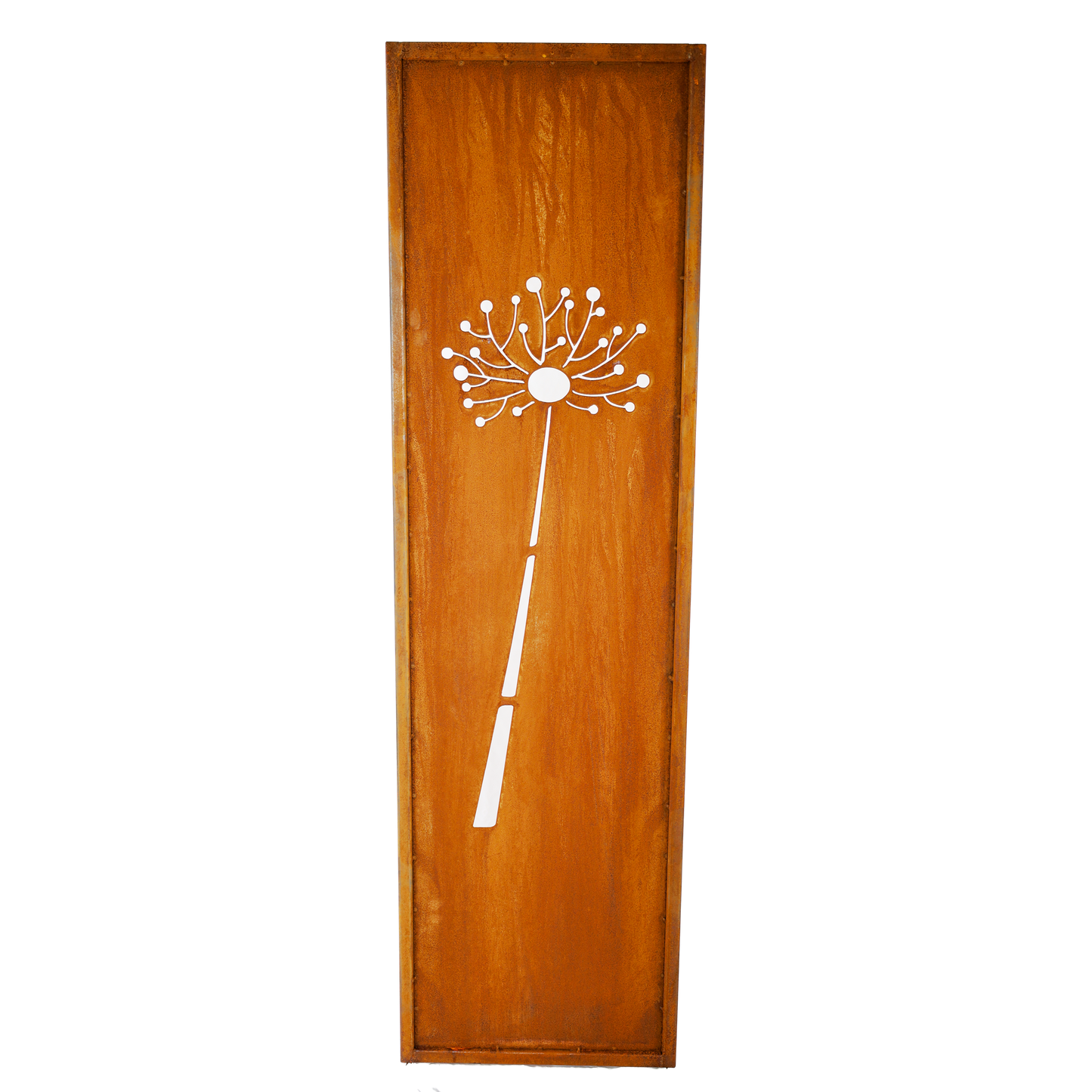 Sichtschutzwand "Pusteblume" Metall Edelrost 3 teilig 140 x 40 cm mit Erdspieß