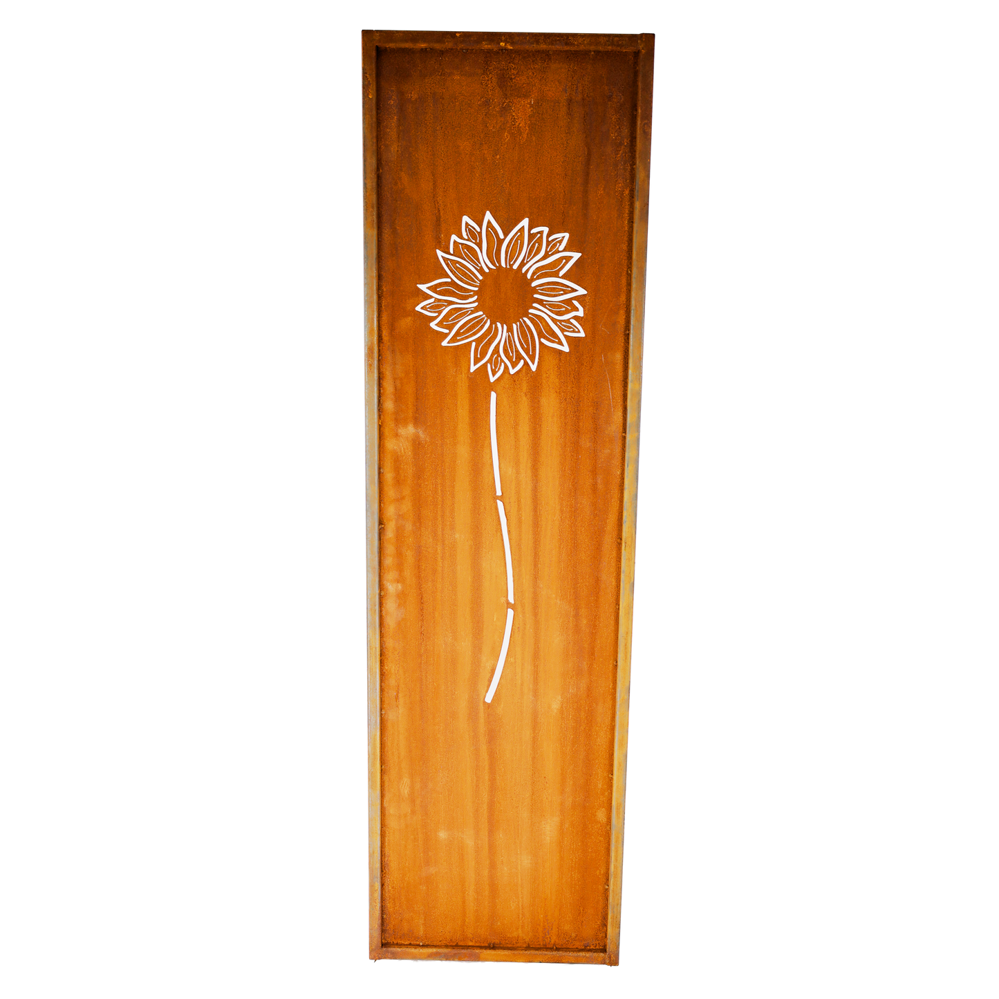 Sichtschutzwand "Sonnenblume" Metall Edelrost 3teilig 140 x 40 cm mit Erdspieß