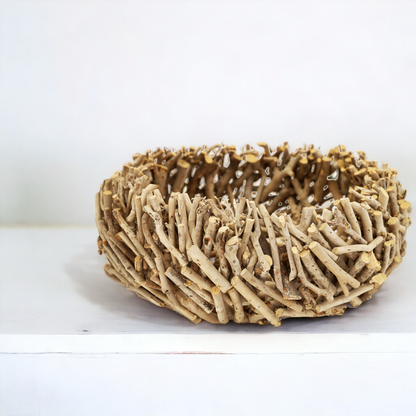 Holzkorb | Schale aus Teebaumstrauchästen 2 tlg. - Handarbeit - 43 cm | 30 cm