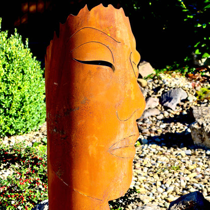 Dekoobjekt | Metallskulptur | Dekokopf  "Women" Edelrostoptik - 60 cm
