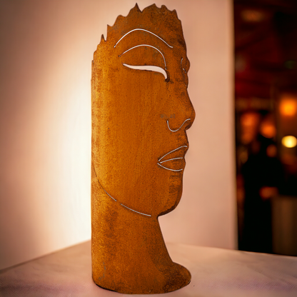 Dekoobjekt | Metallskulptur | Dekokopf  "Women" Edelrostoptik - 60 cm