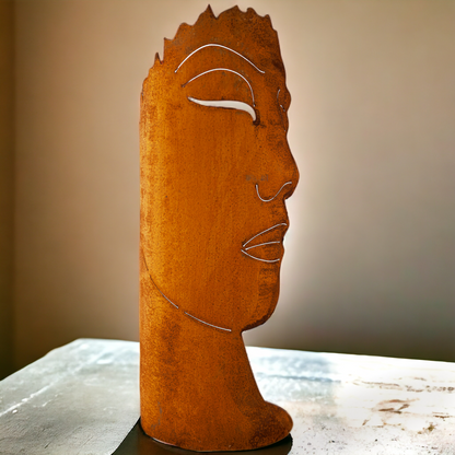 Dekoobjekt | Metallskulptur | Dekokopf  "Women" Edelrostoptik - 60 cm