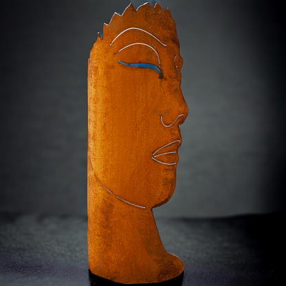 Dekoobjekt | Metallskulptur | Dekokopf  "Women" Edelrostoptik - 60 cm