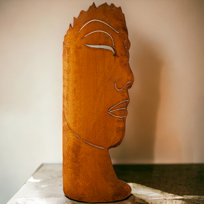 Dekoobjekt | Metallskulptur | Dekokopf  "Women" Edelrostoptik - 60 cm