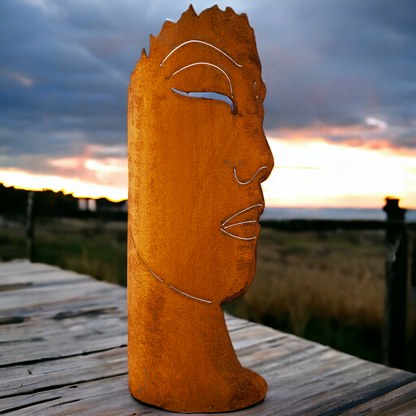 Dekoobjekt | Metallskulptur | Dekokopf  "Women" Edelrostoptik - 60 cm