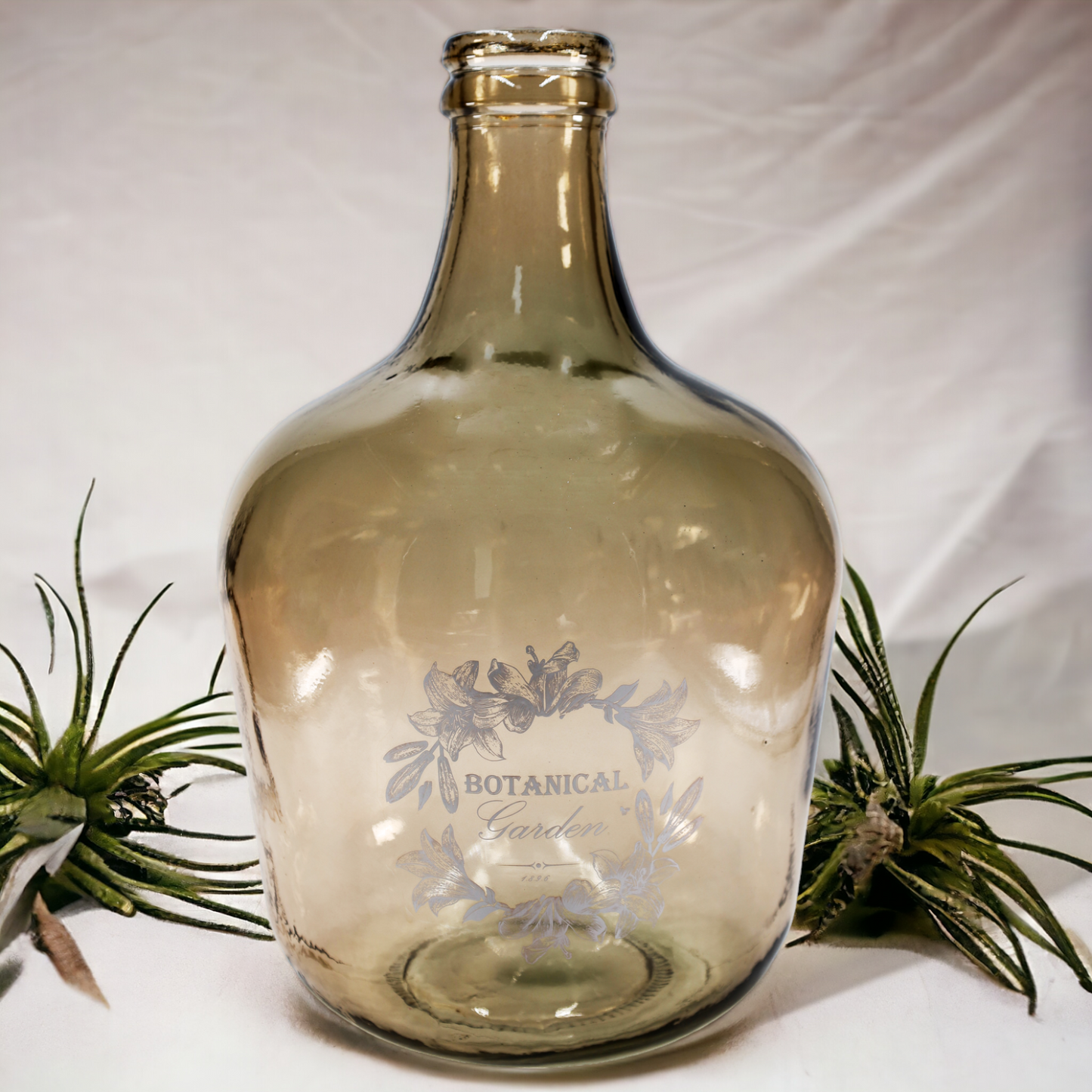 Vase natural  "Botanical" antik 42 cm mit Aufschrift braun