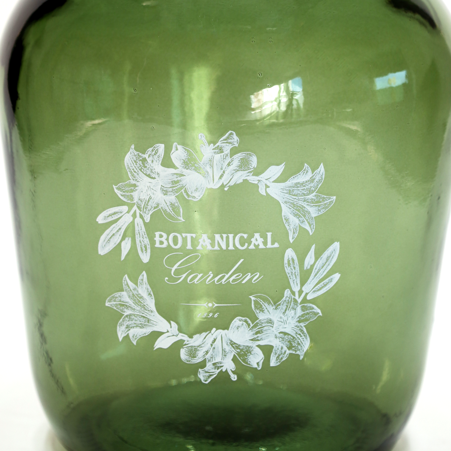 Vase | Flaschenkaraffe XL 34 l "Botanical" grün, mit Aufdruck 56 cm