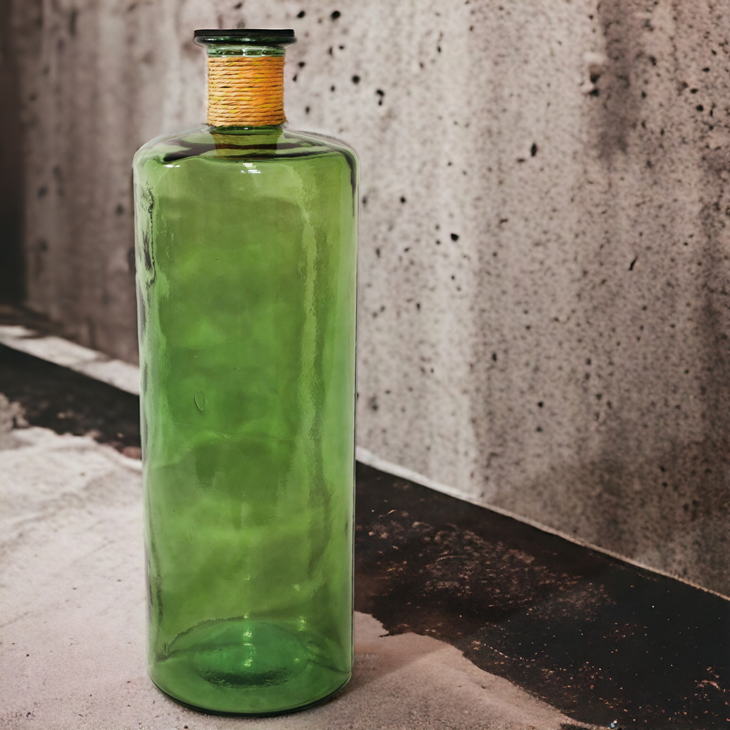 Vase | Bodenvase XXL "Frances" grün  75 cm mit Naturkordel