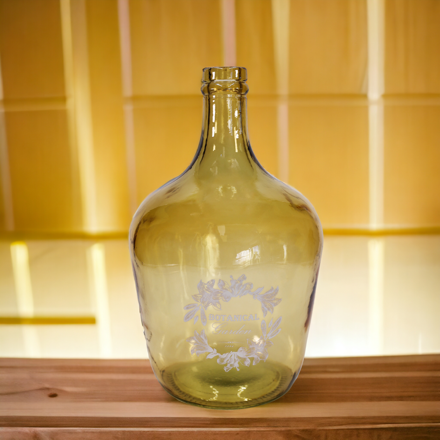 Bodenvase | Flaschenkaraffe "Botanical" hellbraun-rustikal -  30 cm mit Aufdruck